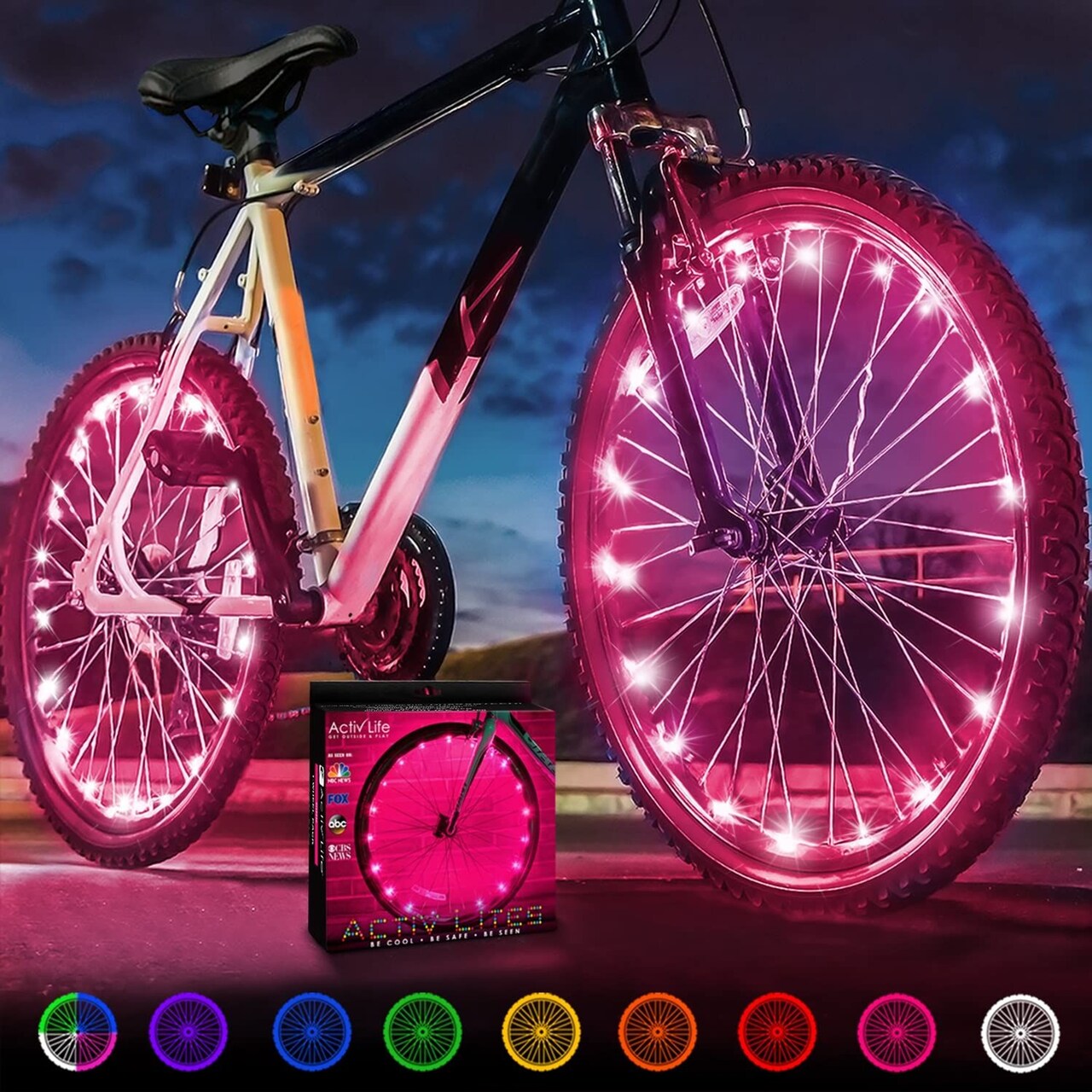 Activ Life Bike Wheel Lights - Festive Stocking Stuffers - Light Up Bike Wheels - Christmas Night Riding - Easy Spoke-Mount Setup & Tire Glow for Bicycle - Red, Pack of 2